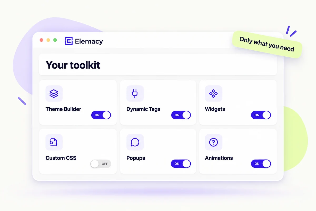 Choose which Elemacy modules to enable for each WordPress site.